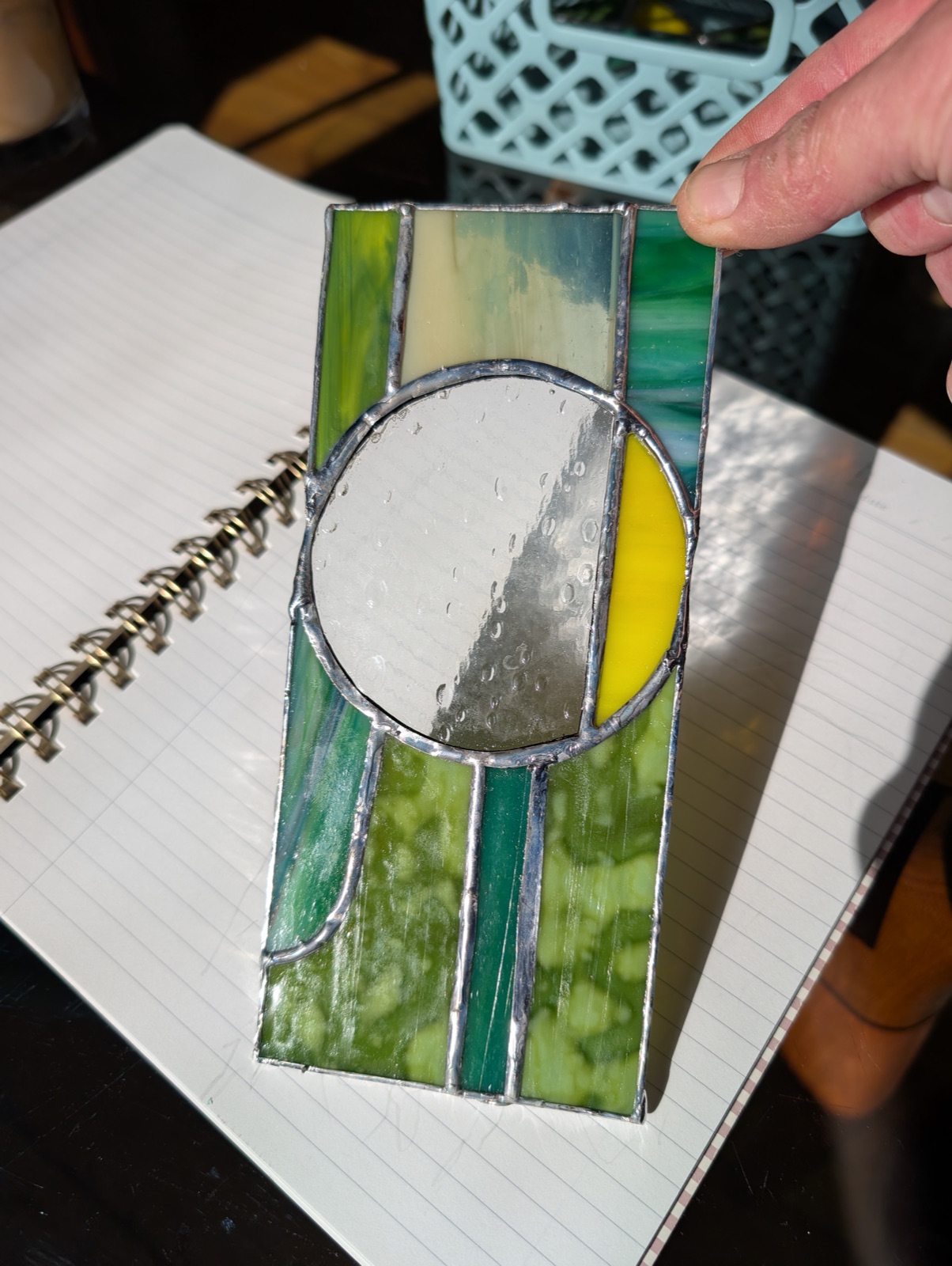Stained glass panel with circular center